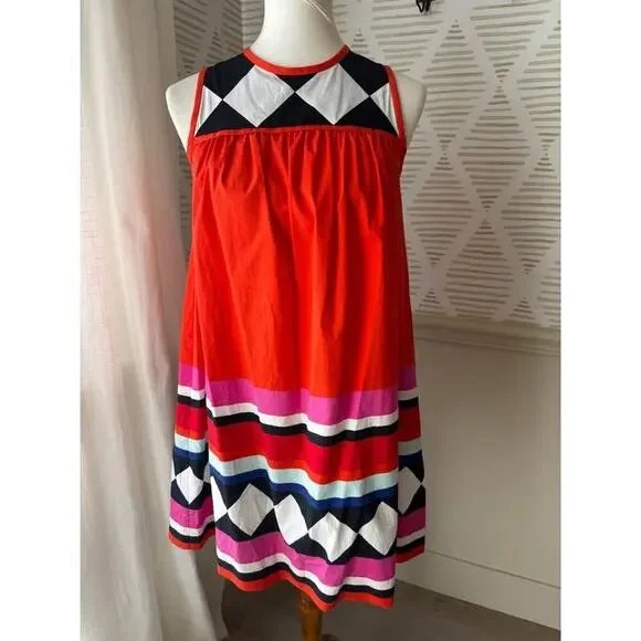 Kate Spade Women’s XS Red Geometric Print Babydoll Dress - Picture 2 of 5